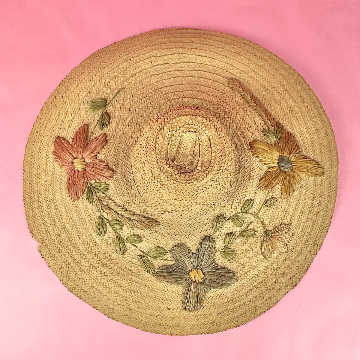 Hatlanta Vintage Straw Raffia Sun Hat Wide Brim Tropical Floral Band IMG_0095.jpg?v=1736352697&  main image 3