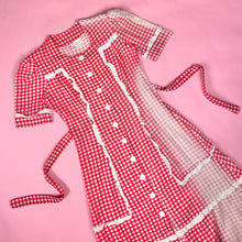 Load image into Gallery viewer, 1940s Sun Bleached Gingham Dress w/ Puff Sleeves & Eyelet Trim