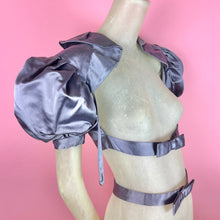 Load image into Gallery viewer, 1940s satin cropped bolero blouse w/ puff sleeves