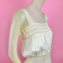 Load image into Gallery viewer, 1910s Silk Corset Cover w/ Hand Crochet Yoke