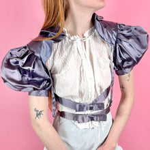 Load image into Gallery viewer, 1940s satin cropped bolero blouse w/ puff sleeves