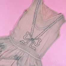 Load image into Gallery viewer, 1920s Silk Chiffon Dress w/ Rhinestone Bows