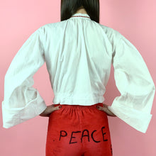 Load image into Gallery viewer, Victorian Cotton Blouse w/ Oversized Puff Sleeves & High lace collar