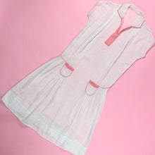 Load image into Gallery viewer, 1920s French Cotton Voile Tennis Dress With Pink Trim