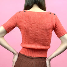 Load image into Gallery viewer, 1930s Hot Coral Wool Sweater W/ Glass Buttons