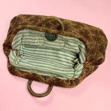 Load image into Gallery viewer, Structured Civil War Era Carpet Bag With Leather Trim