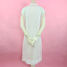 Load image into Gallery viewer, 1920s French Cotton Voile Tennis Dress With Pink Trim