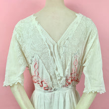 Load image into Gallery viewer, 1910s Cotton Lawn Dress with Mixed Lace and Pink Ombre Embroidery