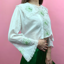 Load image into Gallery viewer, Mid 1910s Leaf Embroidered Blouse W/ Pagoda Sleeves