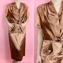 Load image into Gallery viewer, 1940s Copper Rayon Satin 2 Piece Suit