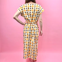 Load image into Gallery viewer, 1930s Autumnal Gingham Print Dress W/ Belt & Triangular Pockets