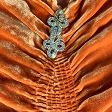 Load image into Gallery viewer, 1930s Tangerine Silk Velvet Blouse With Rhinestones
