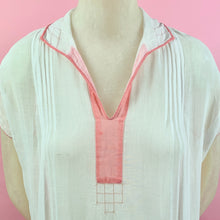 Load image into Gallery viewer, 1920s French Cotton Voile Tennis Dress With Pink Trim