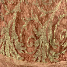 Load image into Gallery viewer, 1920s Rose Gold Silk Chiffon Dress With Metallic Lace