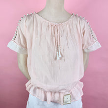 Load image into Gallery viewer, Deadstock 1910s French Blouse With Crocheted Buttons & Tassels