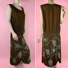Load image into Gallery viewer, 1920s Silk Crepe Dress With Glass Beaded Grapes