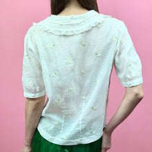 Load image into Gallery viewer, Fuzzy Embroidered 1930s Blouse W/ Ruffled Collar