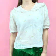 Load image into Gallery viewer, Fuzzy Embroidered 1930s Blouse W/ Ruffled Collar