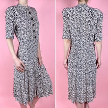 Load image into Gallery viewer, 1940s Rayon Crepe Dress With Surrealist Floating Head Print