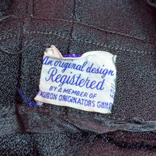 Load image into Gallery viewer, 1930s Satin Back Crepe Dress w/ red/gold metallic flowers