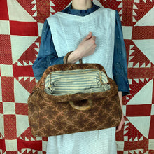 Load image into Gallery viewer, Structured Civil War Era Carpet Bag With Leather Trim