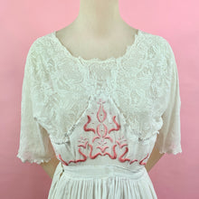 Load image into Gallery viewer, 1910s Cotton Lawn Dress with Mixed Lace and Pink Ombre Embroidery