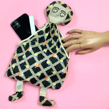 Load image into Gallery viewer, Late 1920s/ Early 1930s Deco Print Embroidered Doll Bag