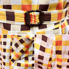 Load image into Gallery viewer, 1930s Autumnal Gingham Print Dress W/ Belt & Triangular Pockets