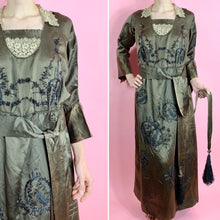 Load image into Gallery viewer, Early 1920s Beaded & Embroidered Silk Charmeuse Dress