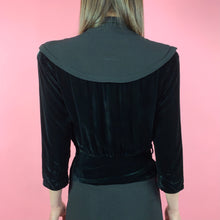 Load image into Gallery viewer, Late 1930s/ Early 40s Rayon Crepe Dress w/ Velvet Blocking