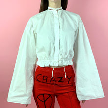 Load image into Gallery viewer, Victorian Cotton Blouse w/ Oversized Puff Sleeves & High lace collar