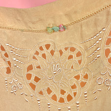 Load image into Gallery viewer, 1920s Peach Silk Step-In w/ Scalloped Hem & Openwork Embroidery