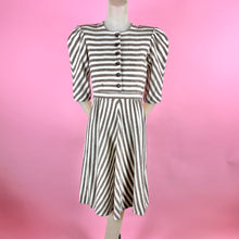 Load image into Gallery viewer, 1946 Striped Wool Jonathan Logan Dress w/ Huge Padded Shoulders