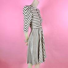 Load image into Gallery viewer, 1946 Striped Wool Jonathan Logan Dress w/ Huge Padded Shoulders