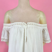 Load image into Gallery viewer, Victorian 1860s Off Shoulder Chemise Dress w/ Ric Rac Trim