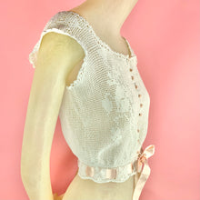 Load image into Gallery viewer, 1910s Crochet Lace Corset Cover w/ Ribbons