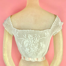 Load image into Gallery viewer, 1910s Crochet Lace Corset Cover w/ Ribbons