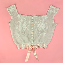 Load image into Gallery viewer, 1910s Crochet Lace Corset Cover w/ Ribbons
