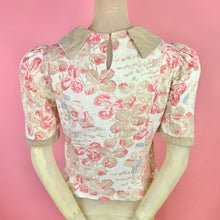 Load image into Gallery viewer, 1930s Feedsack Blouse w/ Victorian Novelty Print