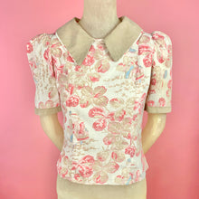 Load image into Gallery viewer, 1930s Feedsack Blouse w/ Victorian Novelty Print