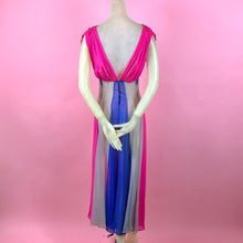 Load image into Gallery viewer, 1930s Silk Chiffon Hot Pink/ Cobalt Blue Color Block Evening Gown