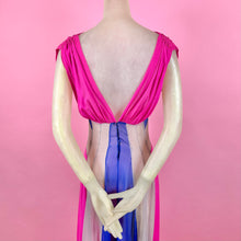 Load image into Gallery viewer, 1930s Silk Chiffon Hot Pink/ Cobalt Blue Color Block Evening Gown