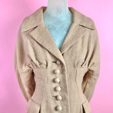 Load image into Gallery viewer, Late 1940s Wool Blend Burlap Princess Coat