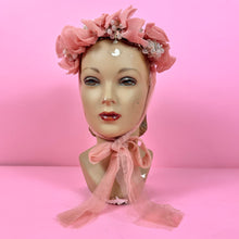 Load image into Gallery viewer, 1930s Pink Tulle Crown w/ Glass Berries