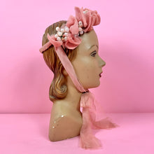 Load image into Gallery viewer, 1930s Pink Tulle Crown w/ Glass Berries