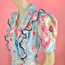 Load image into Gallery viewer, 1930s Floral Wrap Dress With Ruffles