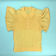 Load image into Gallery viewer, 1930s Silk Chiffon Blouse w/ Pintucks & Flutter Sleeves