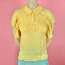 Load image into Gallery viewer, 1930s Silk Chiffon Blouse w/ Pintucks & Flutter Sleeves