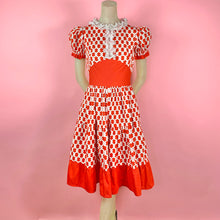 Load image into Gallery viewer, 1950s Puff Sleeve Nautical Rope Dress w/ Organdy Ruffles