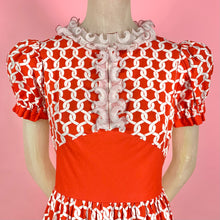 Load image into Gallery viewer, 1950s Puff Sleeve Nautical Rope Dress w/ Organdy Ruffles